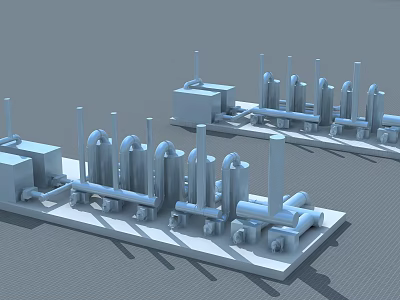 Heavy Duty Industrial Equipment Setup With Steel Pipes Storage Vessels And Support Frames 3d model