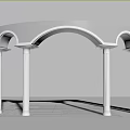 Curved Gray Stone Roman Columns In Archway Structural Design Elements 3d model