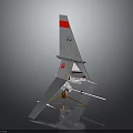 Gray Spacecraft Model With Red Emblem Landing Gear For Cosmic Exploration Missions