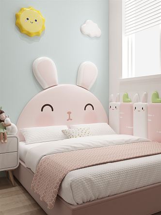 Modern Children's Bed Children's Soft Bag Rabbit 3d model