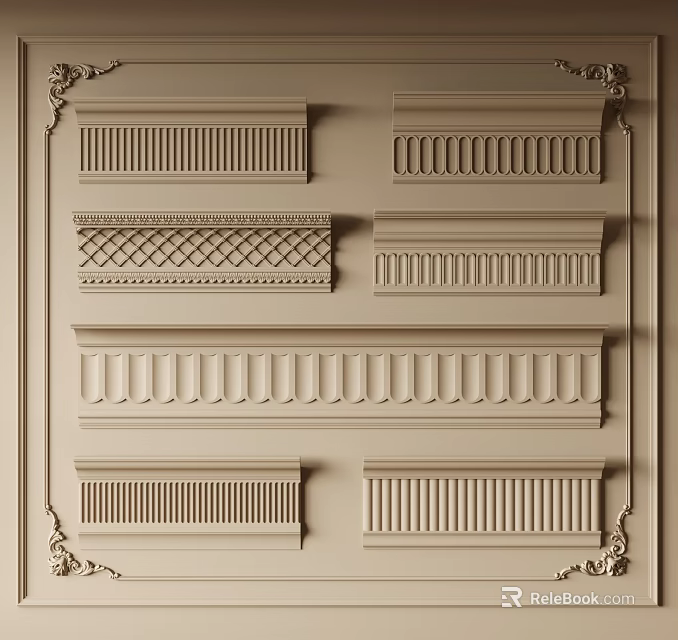 Plaster Molding With Various Decorative Designs And Patterns For Home Interior Decoration 3d model 