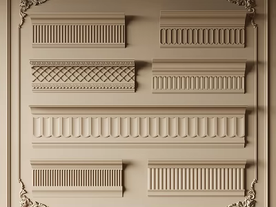 Plaster Molding With Various Decorative Designs And Patterns For Home Interior Decoration 3d model