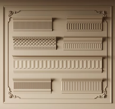 Plaster Molding With Various Decorative Designs And Patterns For Home Interior Decoration 3d model