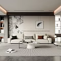 Modern Living Room Interior Design With Beige Sofa Multicolored Cushions And Feather Painting