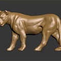 Shiny Golden Panther Sculpture With Reflective Surface On Dark Background