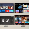 Smart TV Displaying Different Interfaces With Video Content App Icons And Time 3d model