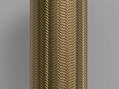 Decorative Column With Golden Herringbone Pattern And Elegant Textured Surface 3d model