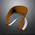 Modern Orange Wooden Chair With Curved Frame Mesh Seat And White Support