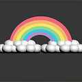 Colorful Rainbow Shaped Decorative Ornament Set With White Clouds And Black Background Reflection