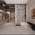 Cozy Café Interior Design With Wooden Tables Chairs Pendant Lights And Bar Counter