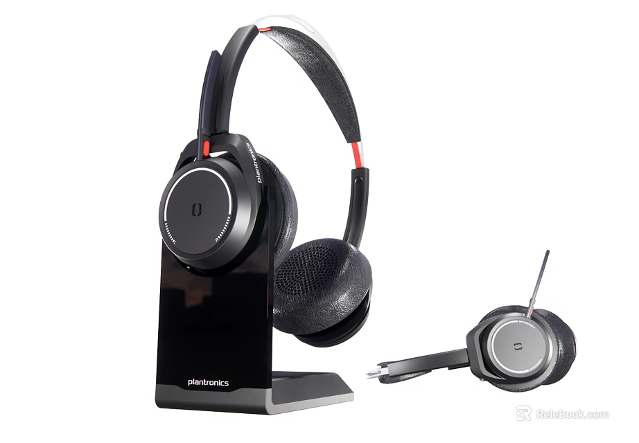High Quality Over Ear Headphones with Wireless Microphone and Stand for Premium Audio Experience 3d model 