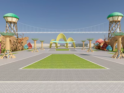 Modern Square Landscape game 3d model