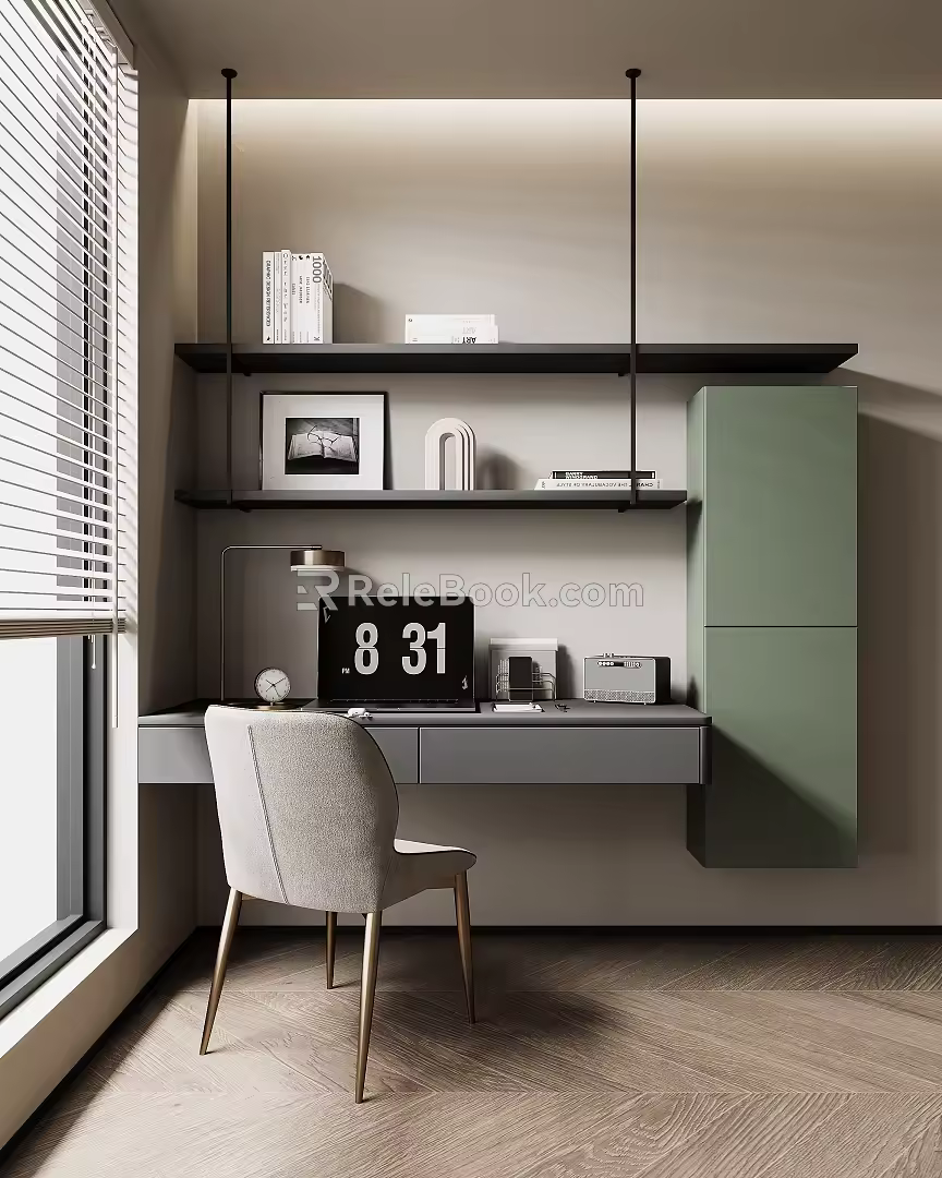 Modern desk shelf 3d model