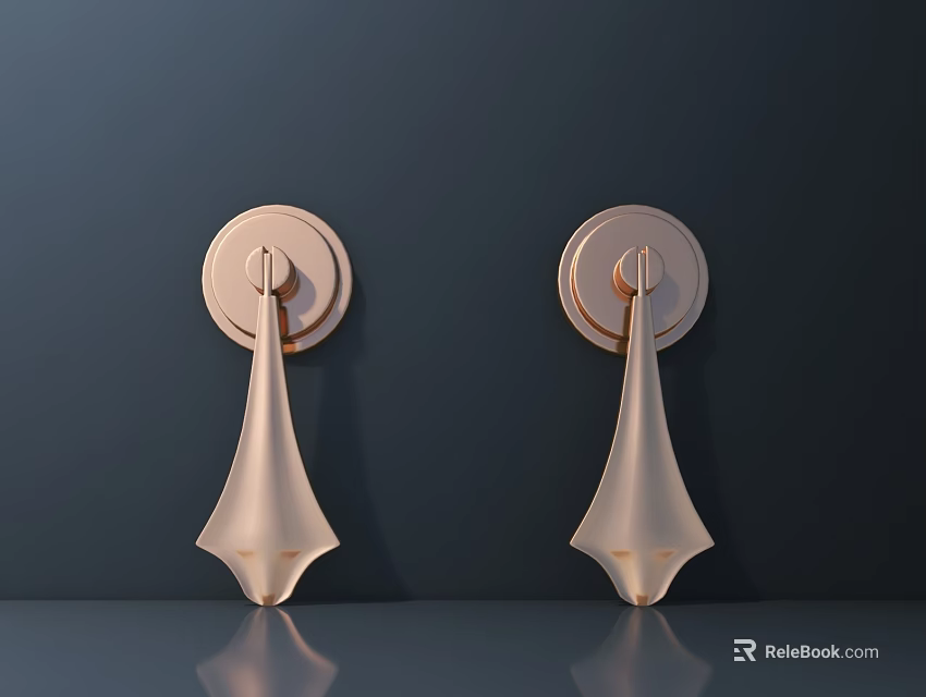 Rose Gold Modern Wall Lamps With Elegant Design On Dark Wall 3d model 