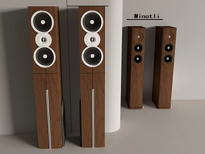 Minotli Floor Standing Audio Speakers With Modern Wooden Design And Multiple Drivers 3d model