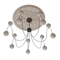 Modern Chandelier With Multiple Round Bulbs And Black Metal Wires On Decorative Ceiling Plate