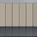 Modern Foldable Room Divider With Beige Fabric Panels And Black Frame 3d model