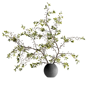 Modern branch bouquet vase flower art 3d model