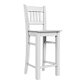 White Wooden Bar Stool With Slatted Back In Simple Modern Style 3d model