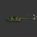 Military Helicopter Model With Camouflage Paint And Multi Blade Rotors