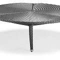 Modern Woven Coffee Table With Round Patterned Surface And Black Metal Legs Design 3d model
