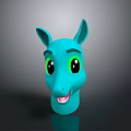 Cute Blue Animal Head Decorative Furniture Piece With Green Eyes And Smile