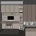 Modern Tatami Bedroom Interior With Cozy Platform Bed And Built In Storage Cabinets