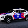 Hyundai SUV With Blue And Red Graphics And Roof Lights