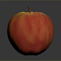 Fresh Ripe Red and Yellow Apple with Shiny Surface on Gray Background