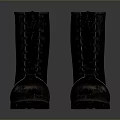 Vintage Black Leather Boots With Lace Up Design And Distressed Texture