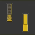 Industrial Mobile Platform Ladders With Yellow Railings And Metal Frames
