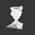 Decorative Ceramic Vase With Intricate Carved Patterns And Two Handles On Square Base