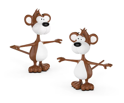 Cute Brown And White Monkey Stuffed Toys Standing With Arms Outstretched 3d model Cute Brown And White Monkey Stuffed Toys Standing With Arms Outstretched 3d model