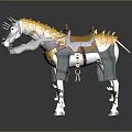 Ornate Decorative Horse Sculpture With Yellow Blue And Silver Artistic Details