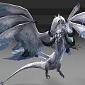 White Dragon 3D Render With Large Wings Curved Horns Sharp Claws And Scaly Body