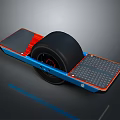 Electric Self Balancing Scooter With Blue Frame Red Accents Black Wheel And Grid Pedals