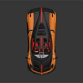 Sleek Orange And Black Supercar With Red Interior And Rear Spoiler Design
