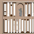 Elegant Roman Columns Interior Design With Gold Accents Illuminated Lighting And Angel Statue