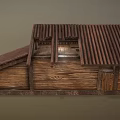 Traditional Wooden Building With Sloped Roof Porch And Carved Wooden Walls