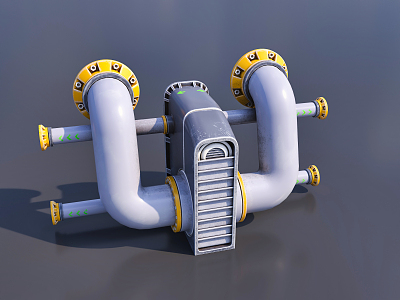 Modern pipe wall pipe mechanism props 3d model