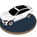 White Jaguar SUV With Modern Design Sleek Exterior On Circular Display Platform
