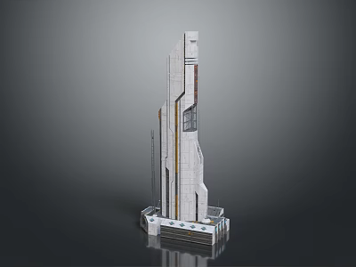 Modern Tall Skyscraper Architectural Model With Streamlined Design Glass Metal Facade And Base Structure 3d model