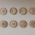 Cream Colored Decorative Ceiling Medallions With Various Intricate Patterns And Simple Designs 3d model