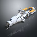 Futuristic Spacecraft Module Featuring Modular Structure White Yellow Design And Thrusters
