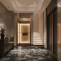 Modern Entryway Hallway With Illuminated Staircase Marble Flooring And Decorative Vase