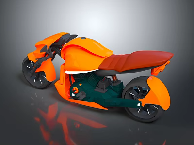 Orange Motorcycle Featuring Modern Futuristic Design Red Seat Green Accents And Streamlined Body 3d model