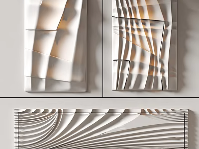 Modern Minimalist 3D Textured Wall Decor With Geometric Lines And White Abstract Design 3d model