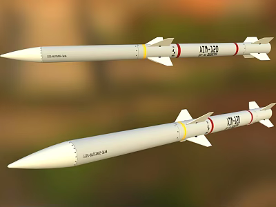 Military Missiles SD-10A and SD-10B With Warhead Tail Fins and Color Bands 3d model