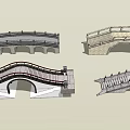 Various Arch Bridge Designs With Stone Railings And Classic Structures 3d model