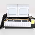 Industrial Laser Cutting Machine With Open Lids Transparent Windows Worktable And Control Panel 3d model